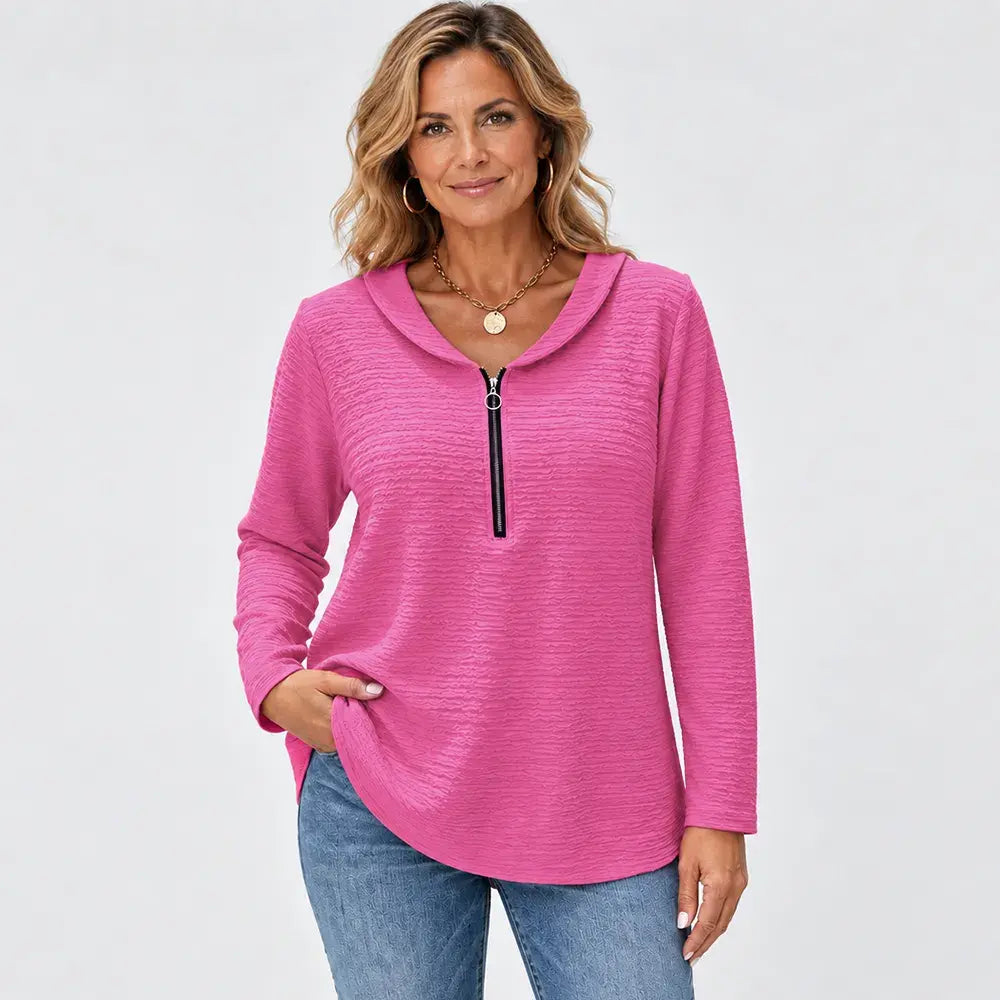 ✨Novinka: Za polovičnú cenu✨ 【Veľkosti S – 5XL / 5 farieb】Jednofarebný top s golierom typu Peter Pan – ideálny na vrstvenie alebo samostatné nosenie!
