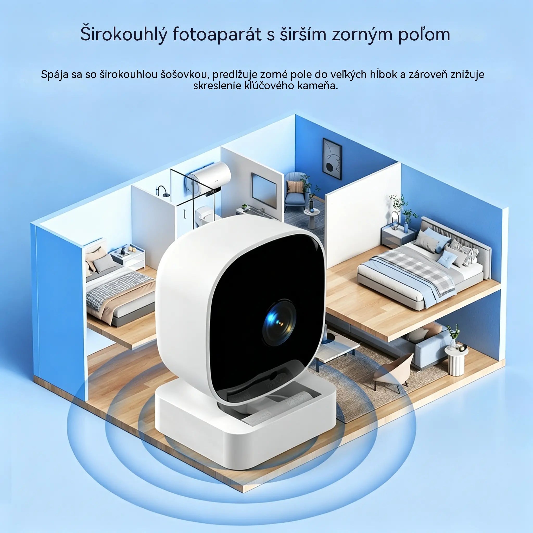Kamera s vysokým rozlíšením a inteligentným monitorovacím systémom pre domácnosť s funkciou diaľkového bezdrôtového Wi-Fi pripojenia, infračerveného nočného videnia a obojsmerného zvuku.
