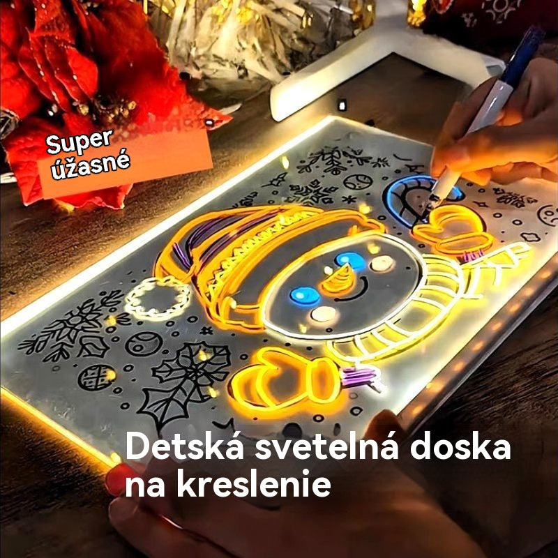 🎨💡✏️Detská svietiaca kresliaca doska, ručne vyrobená DIY graffiti vymazateľná vzdelávacia fluorescenčná kresliaca doska