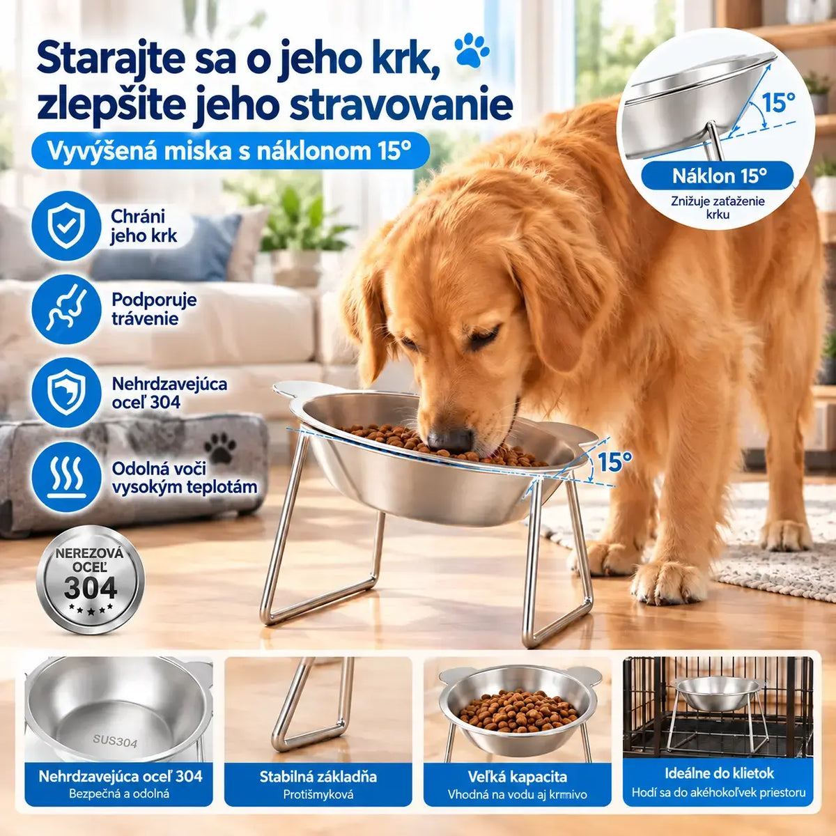 🐶 Ortopedická miska s 15° sklonom — pomáha pri prirodzenom držaní tela a pohodlnejšom kŕmení pre malé plemená.