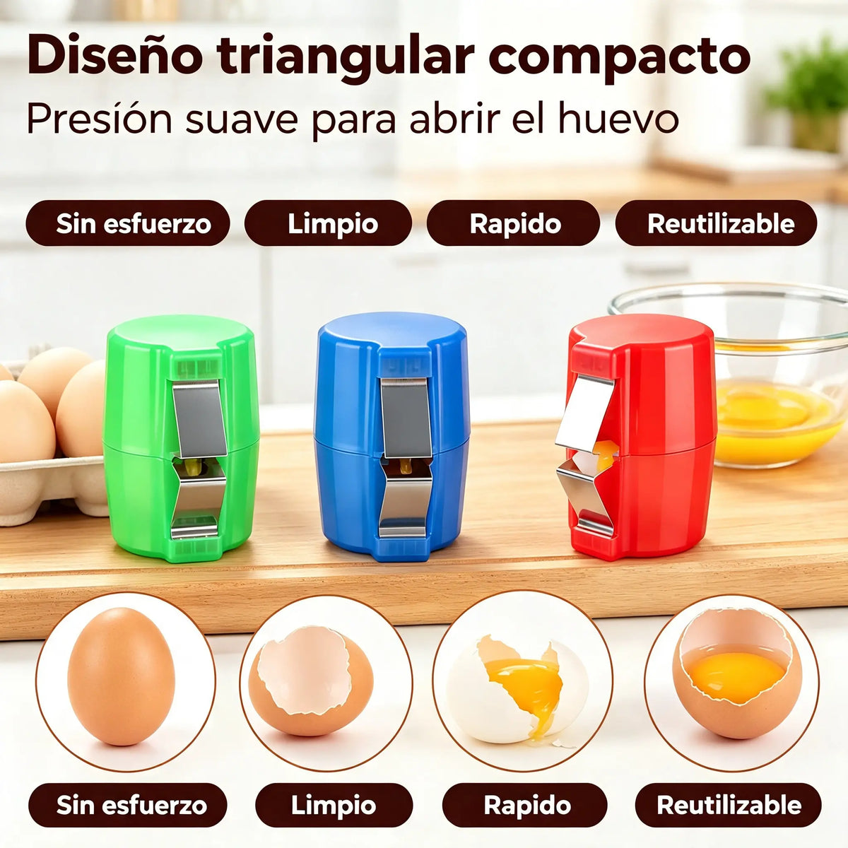 【3 piezas 20 euros】🍳 Rompehuevos rápido: rompe cientos de huevos más rápido y de forma más limpia 🔥