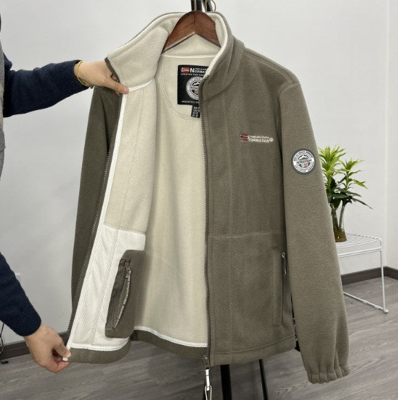 【XS-3XL】Pánska ležérna teplá hrubá vlnená flísová bunda pre väčšie veľkosti na jeseň a zimu