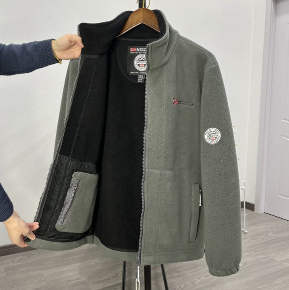 【XS-3XL】Pánska ležérna teplá hrubá vlnená flísová bunda pre väčšie veľkosti na jeseň a zimu