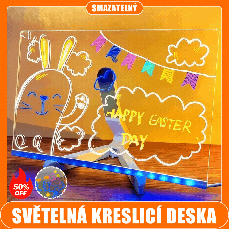 🎨💡✏️Detská svietiaca kresliaca doska, ručne vyrobená DIY graffiti vymazateľná vzdelávacia fluorescenčná kresliaca doska