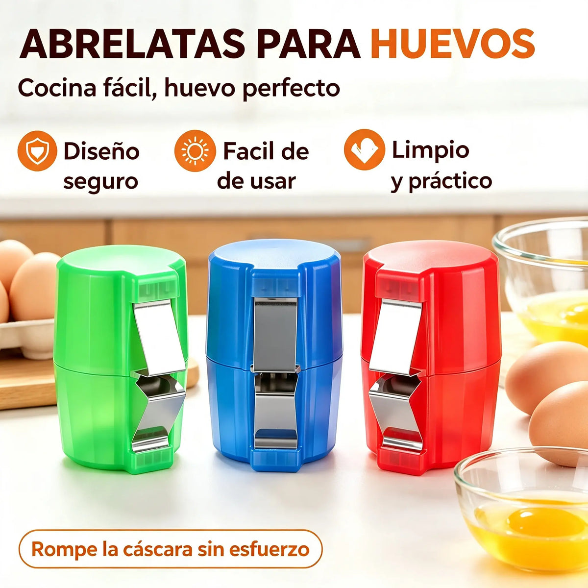 【3 piezas 20 euros】🍳 Rompehuevos rápido: rompe cientos de huevos más rápido y de forma más limpia 🔥