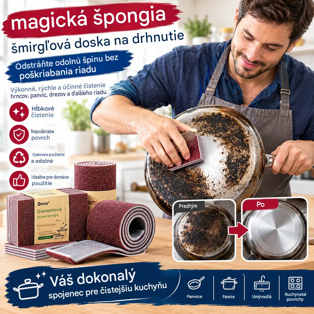 🎖️💯【Balenie 20 kusov】Obojstranná brúsna špongia – výkonná a multifunkčná na čistenie.