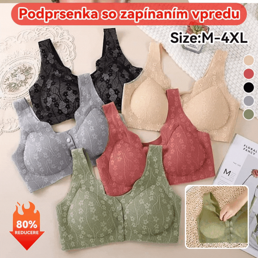 😍[Balenie po 3 ks] [40-100KG] Dámska čipkovaná podprsenka s bezdrôtovým otváraním vpredu [Posledný deň - zľava 49 %]