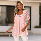 👚 Eleganten mrežasti top 2 v 1 s čipko – dizajn za uravnavanje in oblikovanje trebuha, na voljo v 5 barvah, velikostih S–4XL! 🌸✨