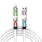 🔥 【2 kusy za 21 eur】 🔥 (dĺžka 2 metre) Kábel 4 v 1 PD 240 W – rýchle nabíjanie cez USB‑C, Lightning a USB‑A, hliník a silikón, synchronizácia dát ⚡📱