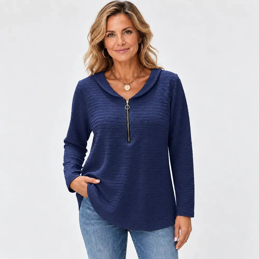 ✨Novinka: Za polovičnú cenu✨ 【Veľkosti S – 5XL / 5 farieb】Jednofarebný top s golierom typu Peter Pan – ideálny na vrstvenie alebo samostatné nosenie!