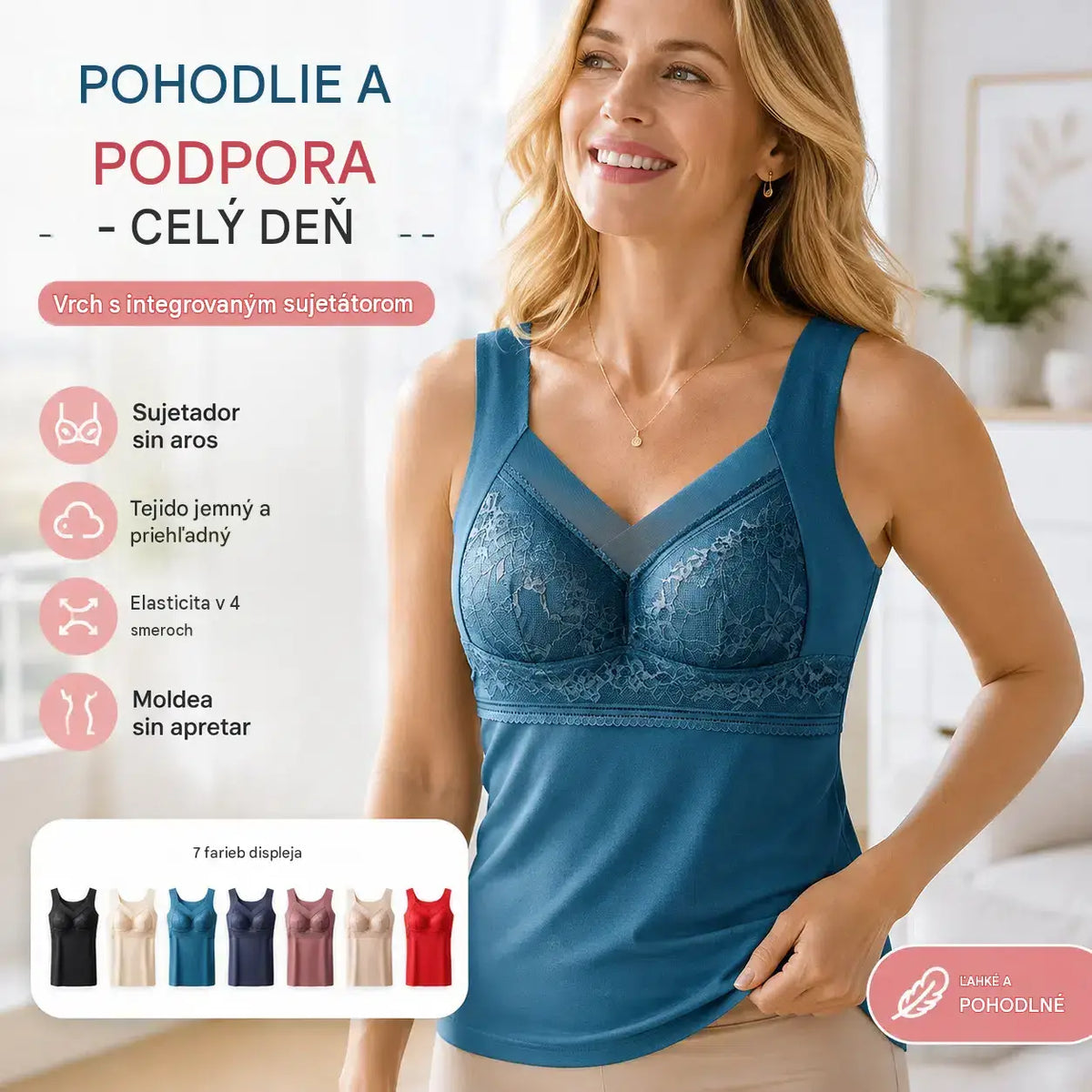 🔥Kúp 1 a 1 dostaneš zadarmo❤️【L-4XL】Čipková podprsenka s tílkom a nádherným dizajnom chrbta; účinne dvíha a naberá poprsie, čím zabraňuje jeho ovisnutiu