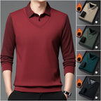【M-4XL】Dvojdielne polo tričko s imitáciou vzoru a patchworkovými pruhmi