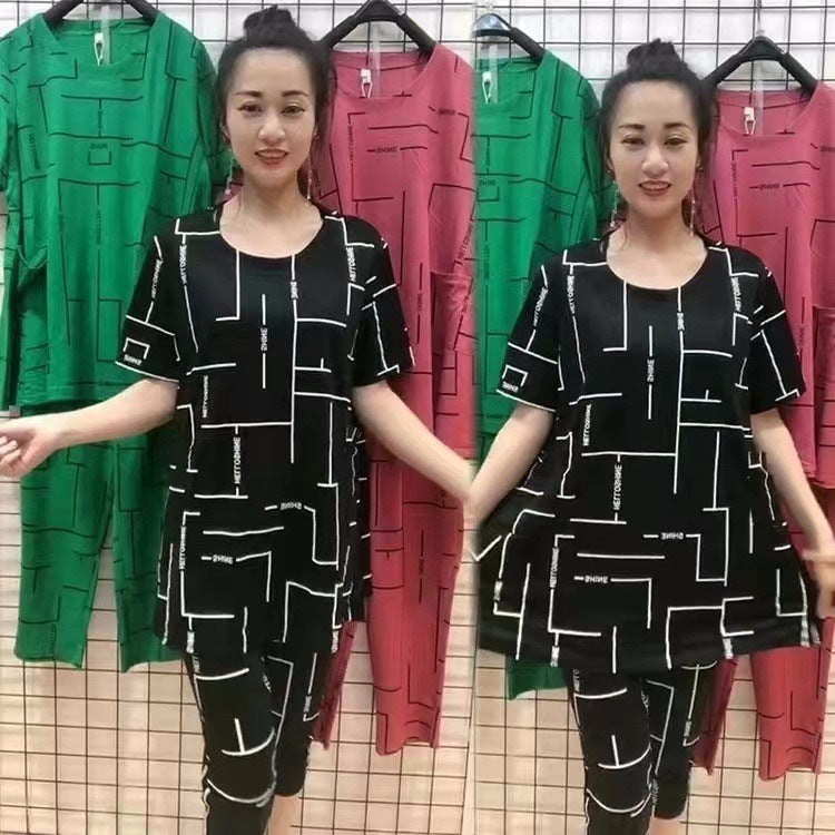👗【50% ZĽAVA】【Top + Nohavice】Dámsky oblek s krátkym rukávom, nový štýl 2026, ležérny, pre ženy stredného a staršieho veku