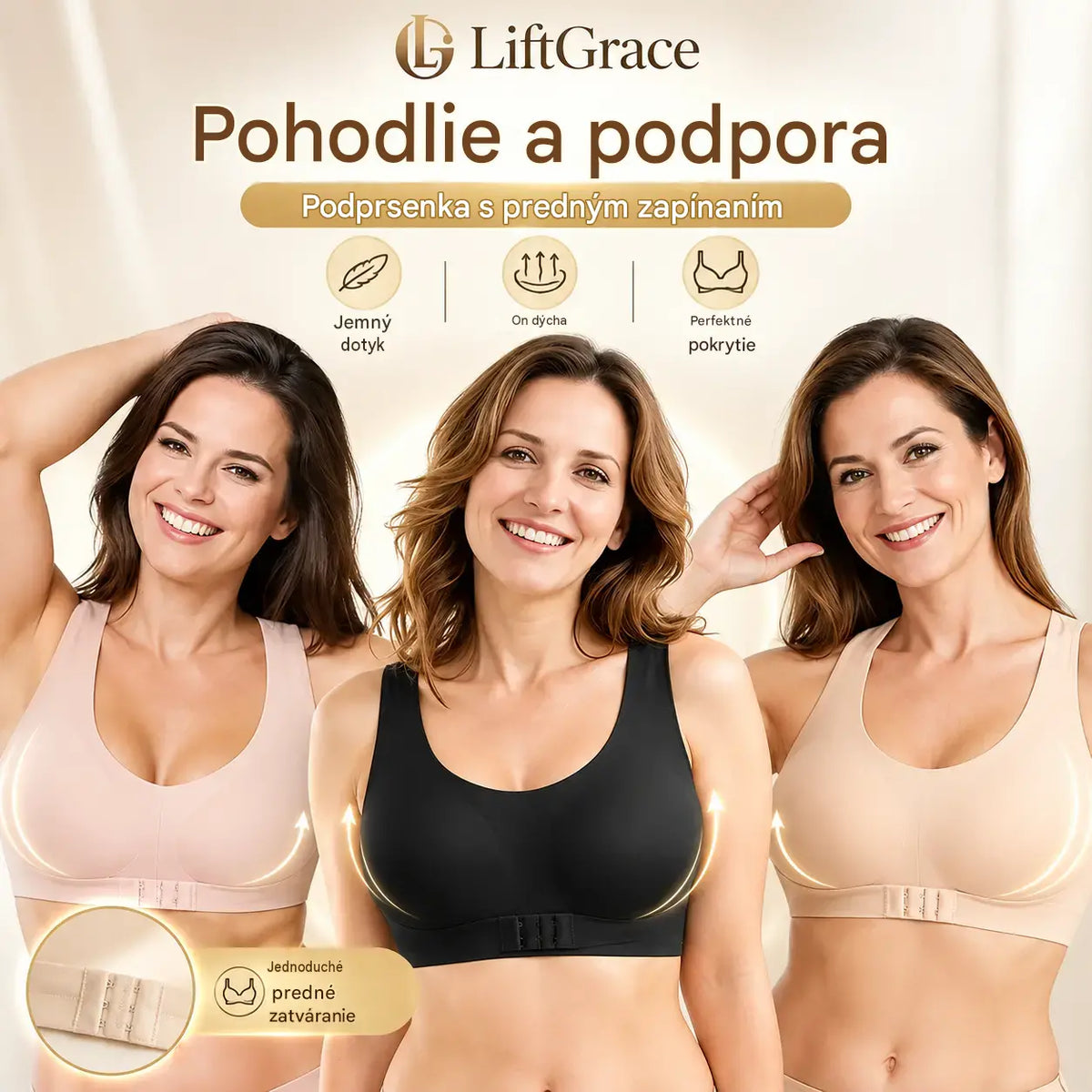 2 len za 22 € 🎉 Posledný deň akcie - ušetrite 50 % ⚡ Podprsenka s jednoduchým zapínaním spredu, ktorá kombinuje korekciu držania tela s pohodlím dizajnu bez kostíc.