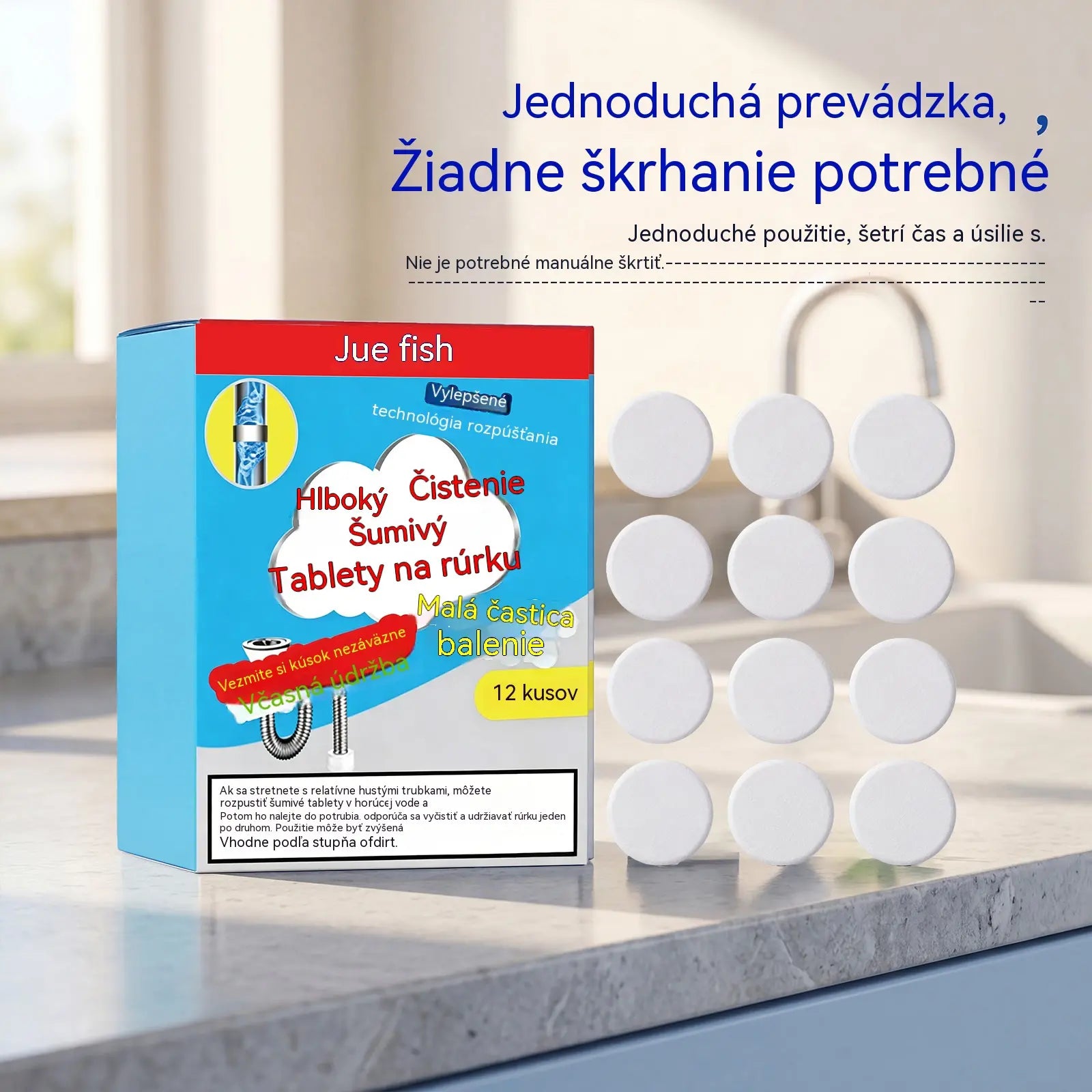 💞 Výkonné šumivé tablety na čistenie potrubia, rýchlo rozpúšťajú mastnotu a upchatia z vlasov, antibakteriálny čistič potrubia a dezodorant pre umývadlo, toaletu a podlahové odtoky.