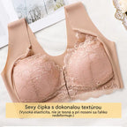 🔥💕【40-100 kg】✨👙 Podprsenka s push-up zapínaním vpredu a nádhernou čipkovou ozdobou vzadu