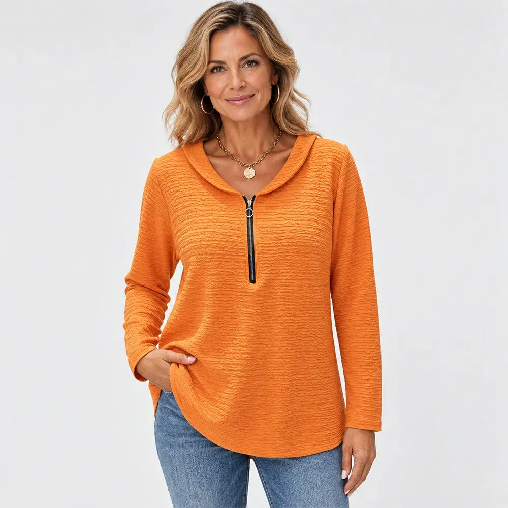 ✨Novinka: Za polovičnú cenu✨ 【Veľkosti S – 5XL / 5 farieb】Jednofarebný top s golierom typu Peter Pan – ideálny na vrstvenie alebo samostatné nosenie!