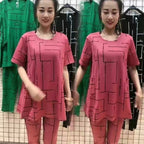 👗【50% ZĽAVA】【Top + Nohavice】Dámsky oblek s krátkym rukávom, nový štýl 2026, ležérny, pre ženy stredného a staršieho veku