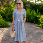 👗🏕️【S-2XL】Lahka in lepa črtasta midi obleka