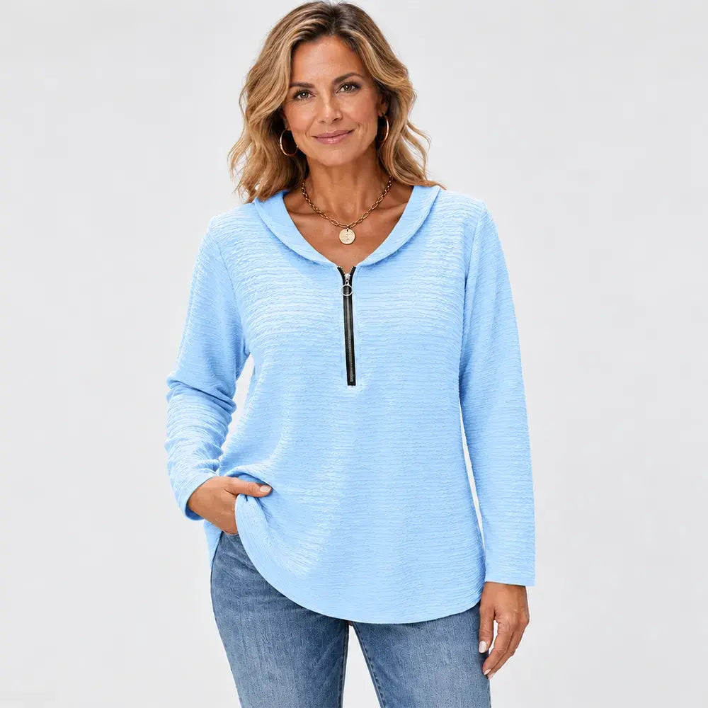 ✨Novinka: Za polovičnú cenu✨ 【Veľkosti S – 5XL / 5 farieb】Jednofarebný top s golierom typu Peter Pan – ideálny na vrstvenie alebo samostatné nosenie!